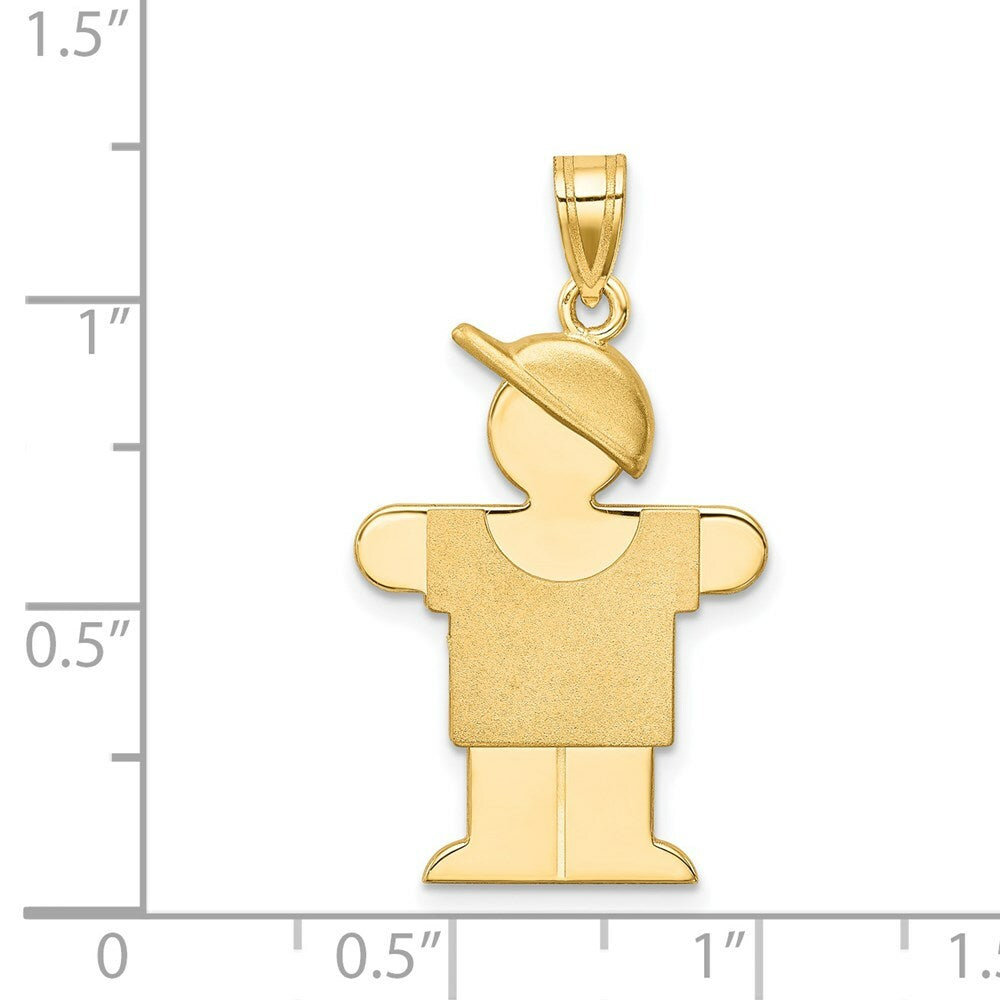 14K Yellow Gold Solid Engravable Boy with Hat on Right Charm 31mm length