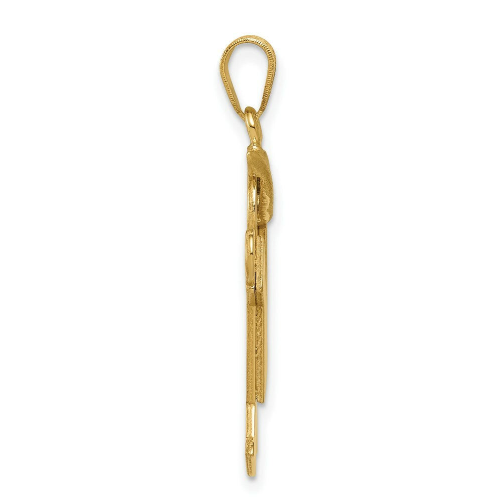 14K Yellow Gold Solid Engravable Boy with Hat on Right Charm 30mm length