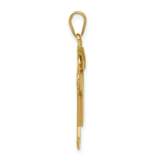 14K Yellow Gold Solid Engravable Boy with Hat on Right Charm 30mm length