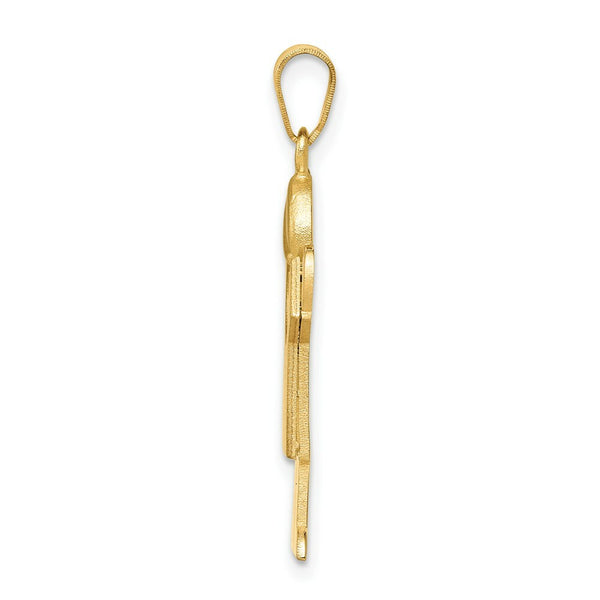14K Yellow Gold Solid Engravable Boy with Hat on Right Charm 30mm length