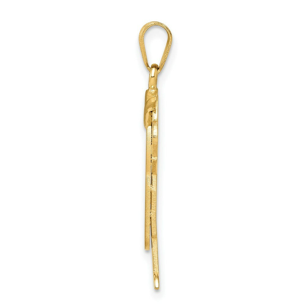 14K Yellow Gold Solid Engravable Boy in Overalls with Hat on Left Charm Pendant