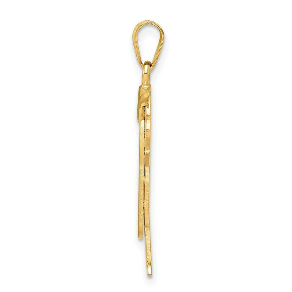 14K Yellow Gold Solid Engravable Boy in Overalls with Hat on Left Charm Pendant
