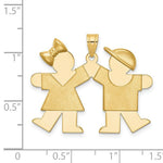 Load image into Gallery viewer, 14K Yellow Gold Solid Engravable Girl on Left &amp; Boy on Right Charm Pendant
