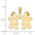 Load image into Gallery viewer, 14K Yellow Gold Solid Engravable Small Double Girls Charm Pendant
