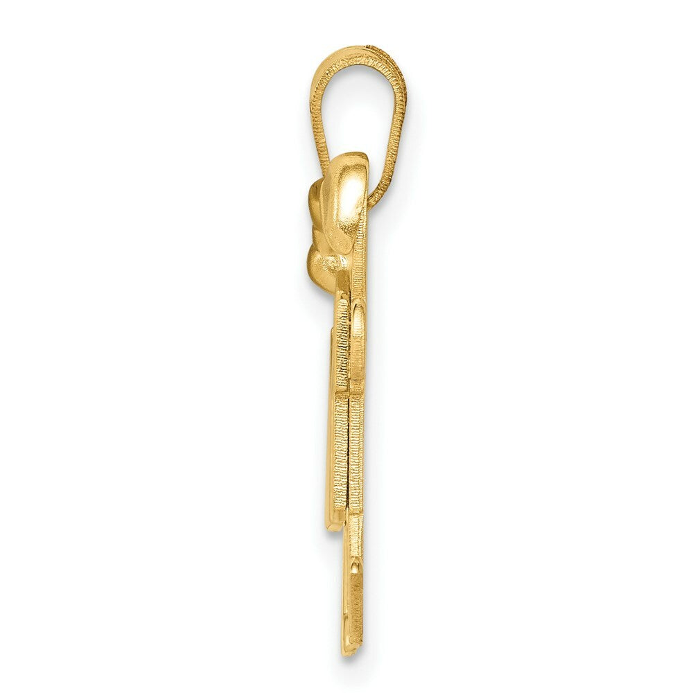 14K Yellow Gold Solid Engravable Small Girl on Left & Boy on Right Charm Pendant