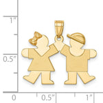 Load image into Gallery viewer, 14K Yellow Gold Solid Engravable Small Girl on Left &amp; Boy on Right Charm Pendant
