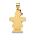 Load image into Gallery viewer, 14K Two-tone Gold Small Girl with Bow on Left Engravable Charm Pendant
