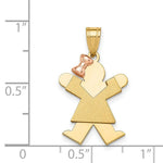Load image into Gallery viewer, 14K Two-tone Gold Small Girl with Bow on Left Engravable Charm Pendant
