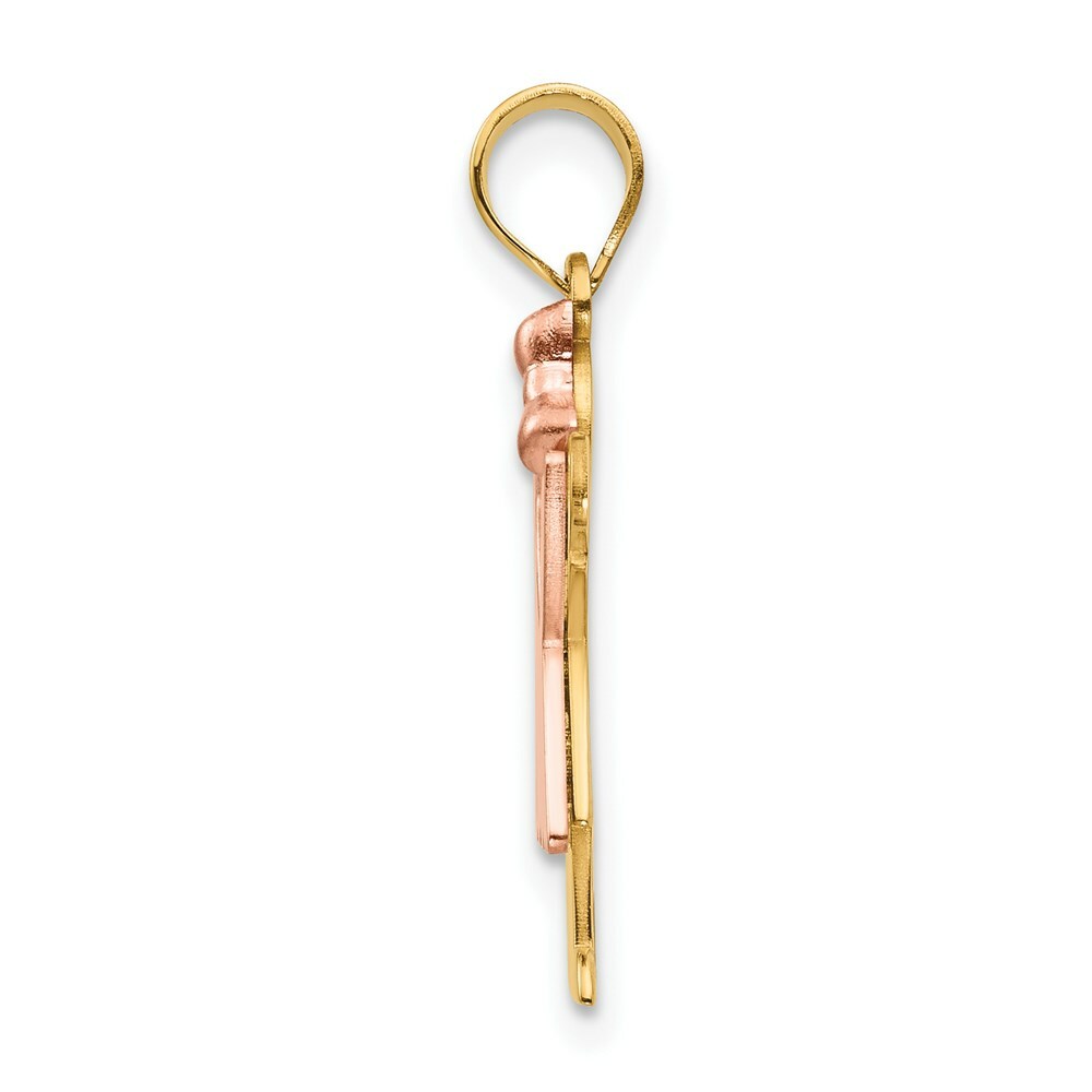 14K Two-tone Gold Small Girl with Bow on Right Engravable Charm Pendant