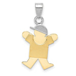 Load image into Gallery viewer, 14K Two-tone Gold Small Boy with Hat on Right Engravable Charm Pendant
