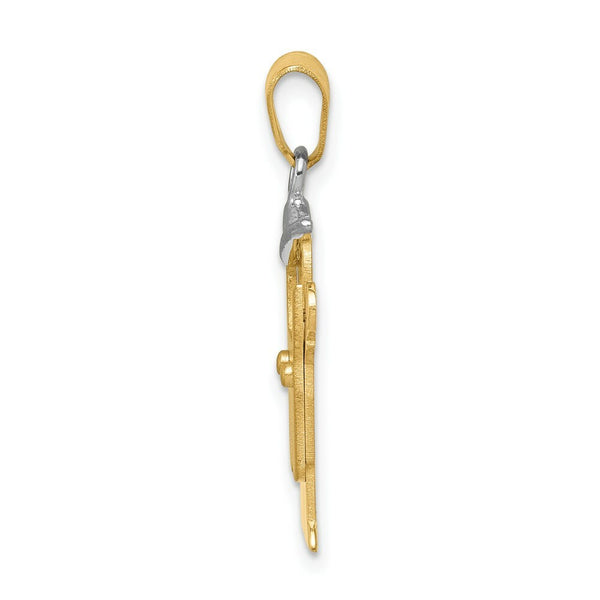 14K Two-tone Gold Small Boy with Hat on Left Engravable Charm Pendant