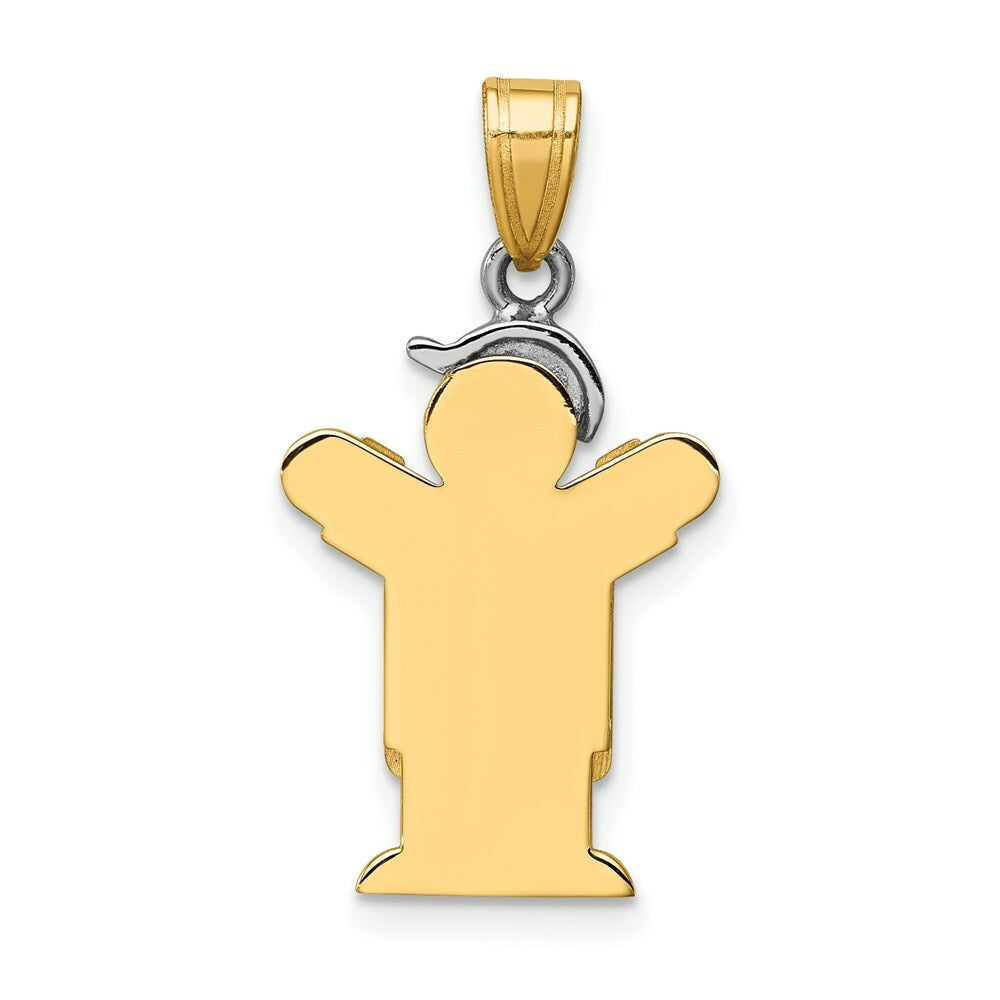 14K Two-tone Gold Small Boy with Hat on Left Engravable Charm Pendant