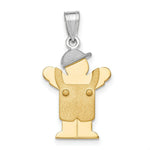 Load image into Gallery viewer, 14K Two-tone Gold Small Boy with Hat on Left Engravable Charm Pendant
