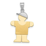 Load image into Gallery viewer, 14K Two-tone Gold Large Boy with Hat on Right Engravable Charm Pendant
