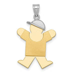 Load image into Gallery viewer, 14K Two-tone Gold Large Boy with Hat on Right Engravable Charm Pendant
