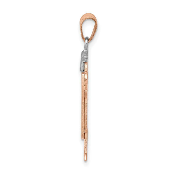 14K Two-tone Gold Large Boy with Hat on Left Engravable Charm Pendant