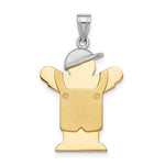 Load image into Gallery viewer, 14K Two-tone Gold Large Boy with Hat on Left Engravable Charm Pendant
