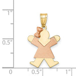 Load image into Gallery viewer, 14K Two-tone Gold Small Girl with Bow on Left Engravable Charm Pendant
