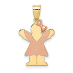 Load image into Gallery viewer, 14K Two-tone Gold Small Girl with Bow on Right Engravable Charm Pendant
