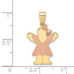 Load image into Gallery viewer, 14K Two-tone Gold Small Girl with Bow on Right Engravable Charm Pendant
