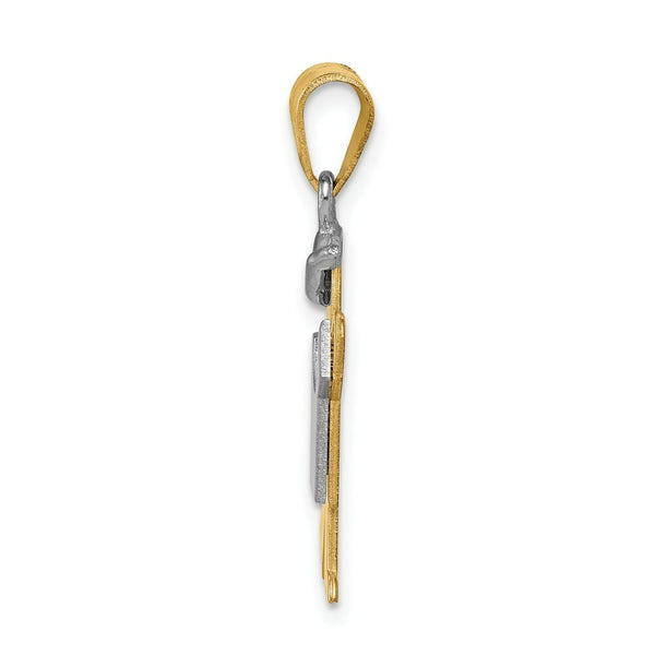 14K Two-tone Gold Small Boy with Hat on Left Engravable Charm Pendant