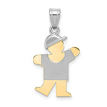 Load image into Gallery viewer, 14K Two-tone Gold Small Boy with Hat on Left Engravable Charm Pendant
