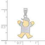 Load image into Gallery viewer, 14K Two-tone Gold Small Boy with Hat on Right Engravable Charm Pendant
