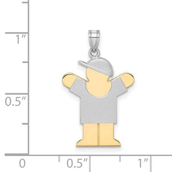 14K Two-tone Gold Small Boy with Hat on Right Engravable Charm Pendant