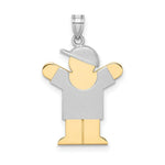 Load image into Gallery viewer, 14K Two-tone Gold Small Boy with Hat on Right Engravable Charm Pendant
