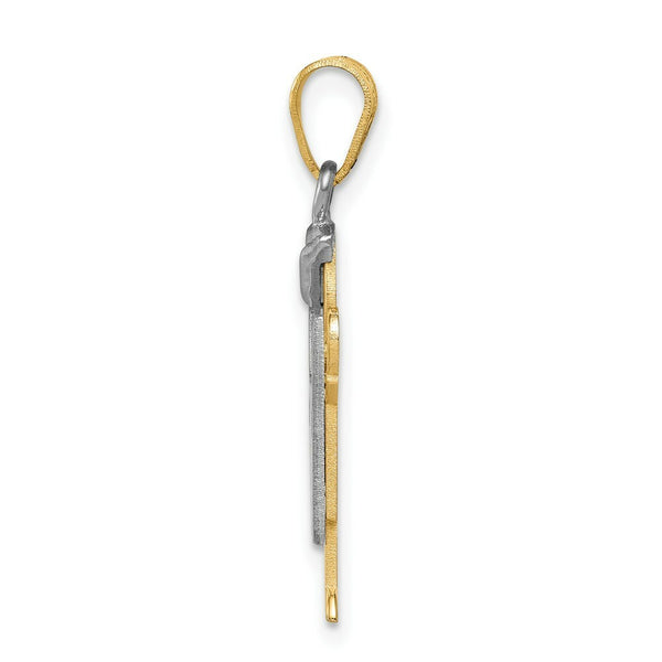 14K Two-tone Gold Small Boy with Hat on Left Engravable Charm Pendant