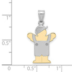Load image into Gallery viewer, 14K Two-tone Gold Small Boy with Hat on Left Engravable Charm Pendant
