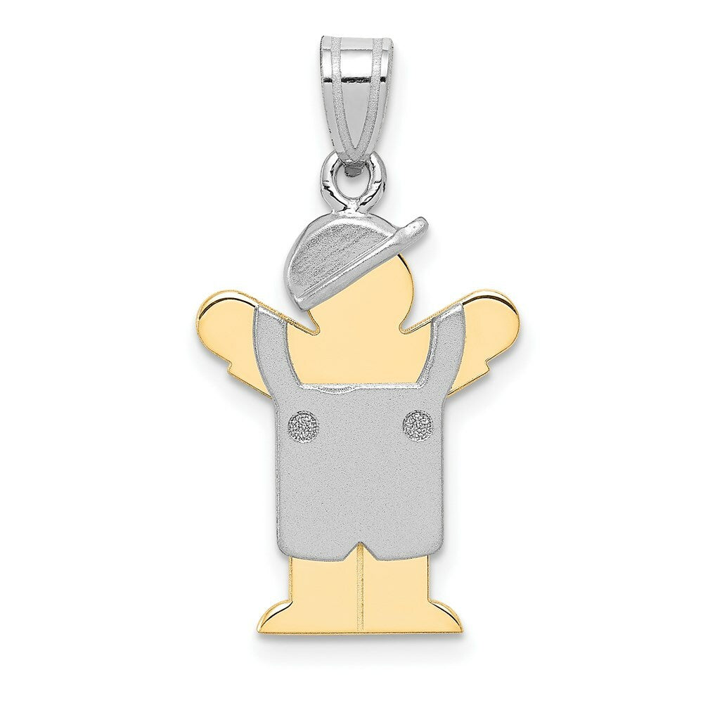 14K Two-tone Gold Small Boy with Hat on Left Engravable Charm Pendant