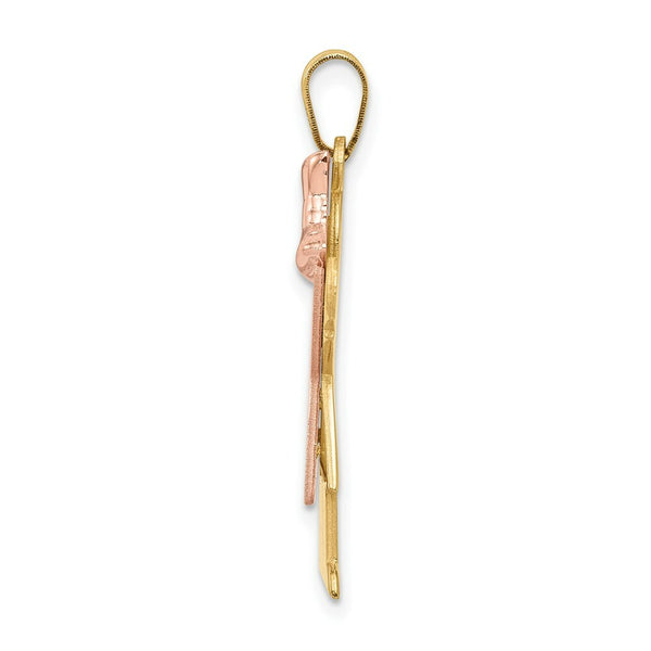 14K Two-tone Gold Large Girl with Bow on Right Engravable Charm Pendant
