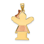 Load image into Gallery viewer, 14K Two-tone Gold Large Girl with Bow on Right Engravable Charm Pendant
