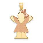 Load image into Gallery viewer, 14K Two-tone Gold Large Girl with Bow on Right Engravable Charm Pendant

