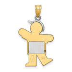 Load image into Gallery viewer, 14K Two-tone Gold Large Boy with Hat on Left Engravable Charm Pendant

