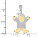 Load image into Gallery viewer, 14K Two-tone Gold Large Boy with Hat on Right Engravable Charm Pendant
