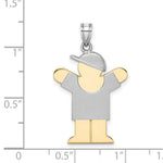 Load image into Gallery viewer, 14K Two-tone Gold Large Boy with Hat on Right Engravable Charm Pendant
