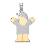 Load image into Gallery viewer, 14K Two-tone Gold Large Boy with Hat on Right Engravable Charm Pendant
