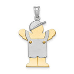 Load image into Gallery viewer, 14K Two-tone Gold Large Boy with Hat on Left Engravable Charm Pendant
