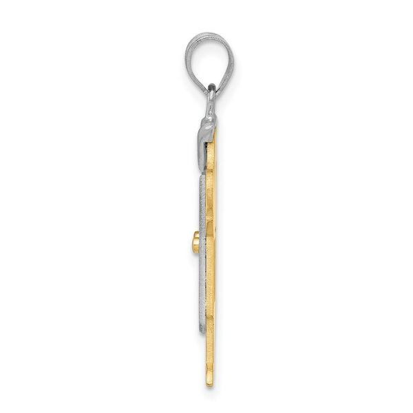 14K Two-tone Gold Large Boy with Hat on Left Engravable Charm Pendant