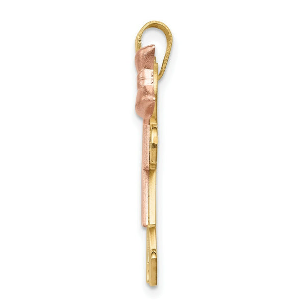 14K Tri-Color Gold Large Boy on Left & Girl on Right Engravable Charm Pendant