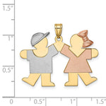 Load image into Gallery viewer, 14K Tri-Color Gold Large Boy on Left &amp; Girl on Right Engravable Charm Pendant

