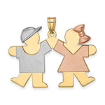 Load image into Gallery viewer, 14K Tri-Color Gold Large Boy on Left &amp; Girl on Right Engravable Charm Pendant
