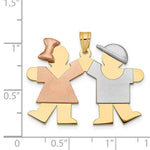 Load image into Gallery viewer, 14K Tri-Color Gold Large Girl on Left &amp; Boy on Right Engravable Charm Pendant
