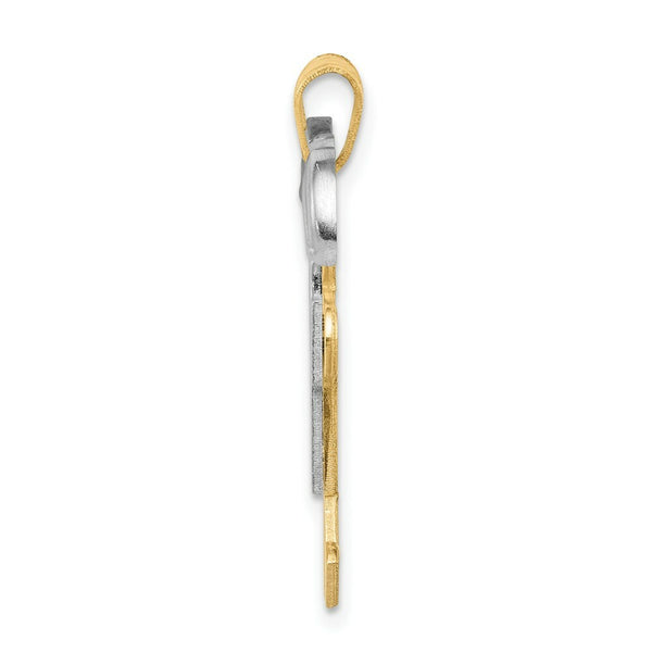 14K Two-tone Gold Large Double Boys Engravable Charm Pendant