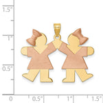 Load image into Gallery viewer, 14K Two-tone Gold Large Double Girls Engravable Charm Pendant
