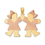 Load image into Gallery viewer, 14K Two-tone Gold Large Double Girls Engravable Charm Pendant
