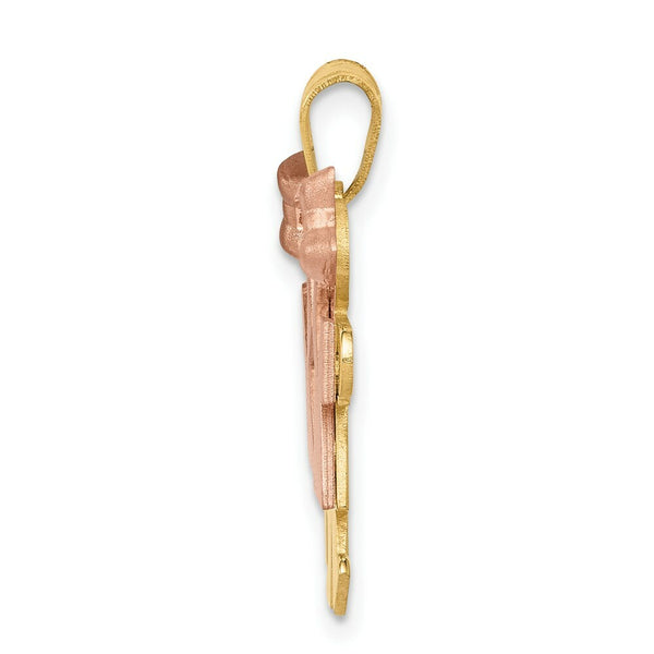 14K Two-tone Gold Small Double Girls Engravable Charm Pendant