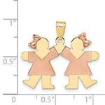 Load image into Gallery viewer, 14K Two-tone Gold Small Double Girls Engravable Charm Pendant
